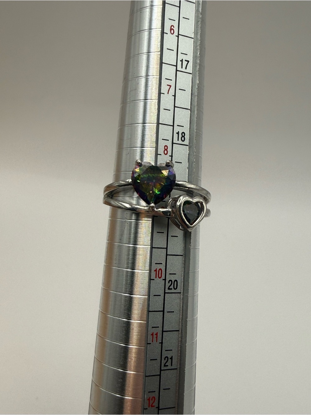 Silver Tone Mystic Topaz Heart Bypass Ring Size 7